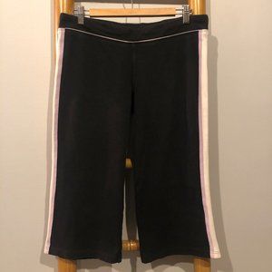 Cropped Wide-Legged Sweatpant - Blk w/Side Stripe